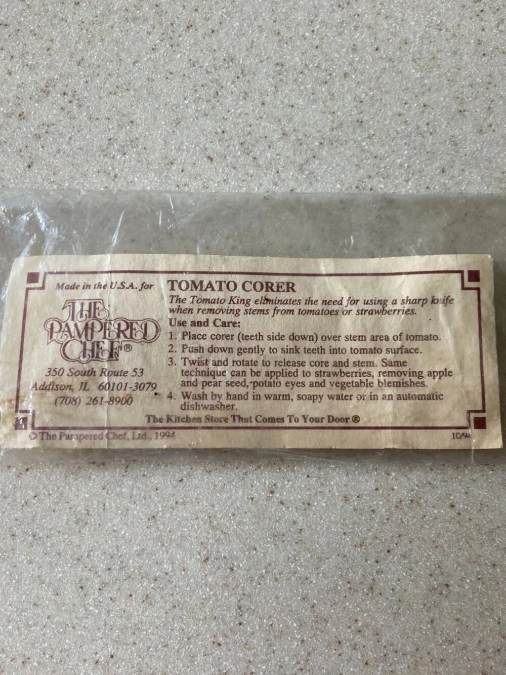 NIP The Pampered Chef Tomato Corer Strawberry Corer Vintage 1994 Made in USA